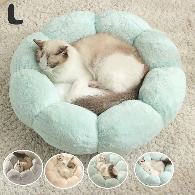 ペットベッド 犬 小型犬 猫 ベッド ふわふわ オールシーズン ペット ベッド おしゃれ 犬用 ファー サークル型 シンプル インテリアサイズ55cm クッション 寝床 通年 春 夏 秋 冬(4.0)