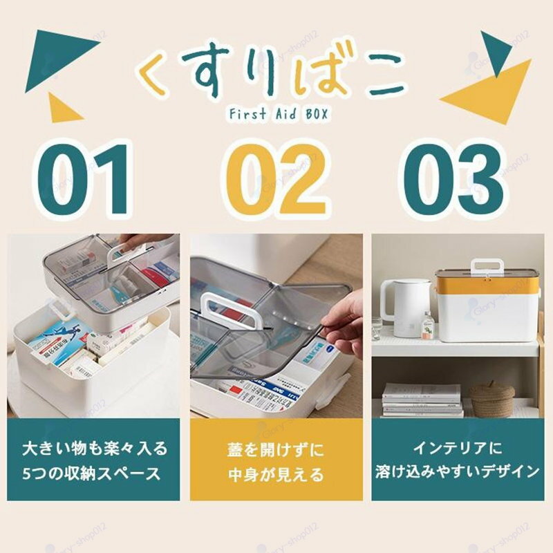 薬箱 救急箱 おしゃれ 大容量 2層式 蓋付き 仕切り おしゃれ 5つの収納スペース 裁縫箱 かわいい メイクボックス お薬ボックス 収納箱 くすりばこ 医療箱 救急ボックス 薬入れ おくすり箱 きゅうきゅうばこ 家庭用 会社用 車載用 透明 小物入れ