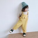 オーバーオール キッズ サロペット パンツ オールインワン ロングパンツ オーバーオール カジュアル ベビー ジュニア KIDS 子供服 サルエルパンツ 無地 韓国子供服 韓国 子ども服 秋 春 夏 女の子 キッズ用80cm /90cm/100cm/110cm/120cm/130cmベージュ　グレー イエロー 3