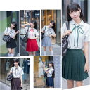 【送料無料】生服 コスチューム　女子高生 制服 上下セット セーラー服 ミニスカート 半袖 長袖 ホワイト シャツ ブラウス コスチュー..