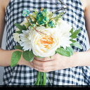 ウエディングブーケ ブートニア 結婚式 クラッチ型ブーケ 造花 ウェディング用 アレンジメント 花嫁 披露宴 森ガール バラ ボタン