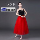 【翌営業日発送】バレエスカート レッド Lサイズロング丈 バレエ衣装 レッスン着 練習着 バレエ ダンス レッスン バレリーナ 舞台 ステージ 発表会 バレエ用...