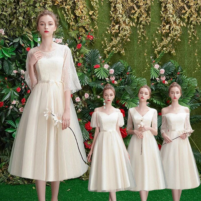 �ѡ��ƥ����ɥ쥹 �ߥ���ɥ쥹 �뺧�� �ɥ쥹 ���ԡ��� �󼡲� �ߥǥ��� ���硼�Ⱦ� XS-2XL 20�� 30�� ��� �ե����ޥ�ɥ쥹 �����ѥ� ��...