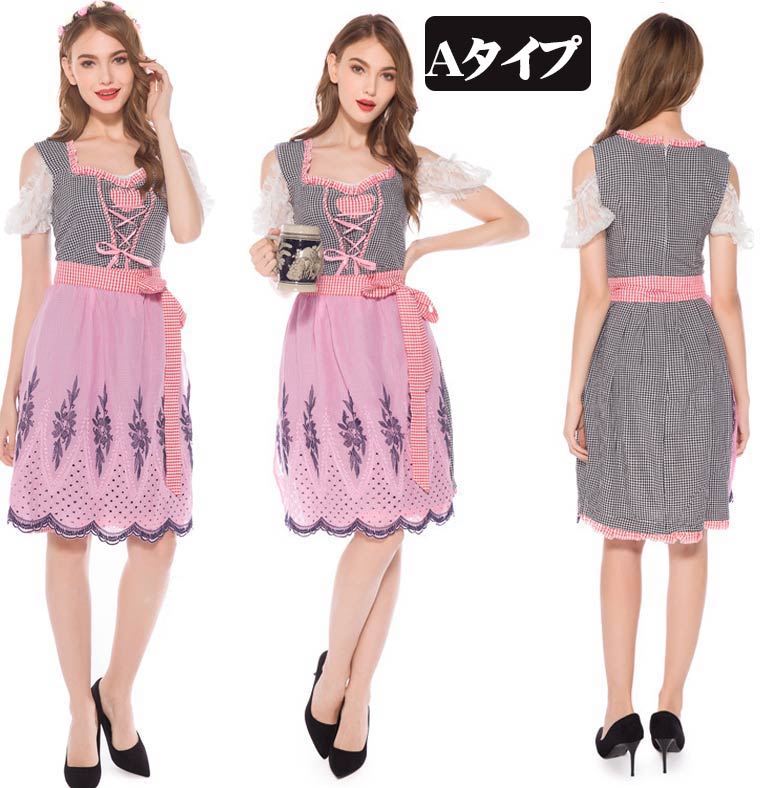 ハロウィン メイド服 セクシー カップル 定番 衣装 仮装 オクトーバーフェスト ビール祭り おすすめ 可愛い メイド 男ウケ レディース M L LL コスプレ衣装 カチューシャ 豪華セット ワンピース コルセット ニーソックスグローリーパーク