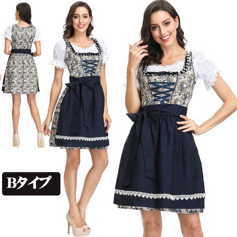 ハロウィン メイド服 セクシー カップル 定番 衣装 仮装 オクトーバーフェスト ビール祭り おすすめ 可愛い メイド 男ウケ レディース M L LL コスプレ衣装 カチューシャ 豪華セット ワンピース コルセット ニーソックスグローリーパーク