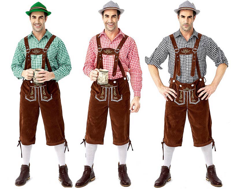 ミュンヘンのビール祭り服装 メンズ オクトーバーフェスト ドイツ風 ビール祭り 男 祝日 シャツ 帽子 サロペット ステージ衣装 舞台服 変装 仮装 ハロウィン衣装 パーティー イベント コスチューム 学園祭 文化祭グローリーパーク