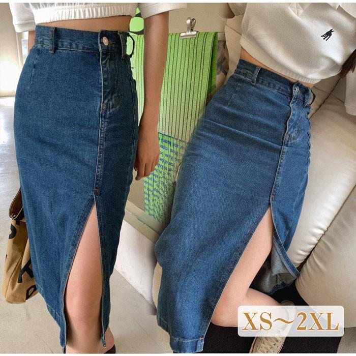 【送料無料】デニムスカート レディース タイトスカート スリット入り ハイウエスト ミモレ丈 カジュアル 体型カバー 美脚 着回し 春 夏 秋 大人可愛い おしゃれ きれいめ 韓国ファッション 通勤 通学 デートグローリーパーク