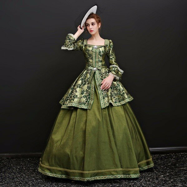樂天商城 - 宮廷服 貴族衣装 豪華ロングドレス ステージ衣装としても最適 人気お姫様ドレス プリンセスライン 公爵夫人 宮廷服 プリンセスラインお姫様ドレス 締上げタイプ 舞台ステージ衣装演劇オペラ声楽 グリーンドレス 衣装 カラードレスグローリーパーク