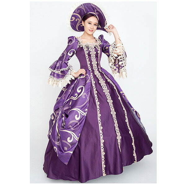 ロココ舞台服 ステージ衣装 プリンセスライン 演劇 ドレス 宮廷服ドレス すみれ オペラ声楽 ハロウィン 中世貴族風 豪華お姫様ドレス 舞台衣装やステージ衣装 薄紫