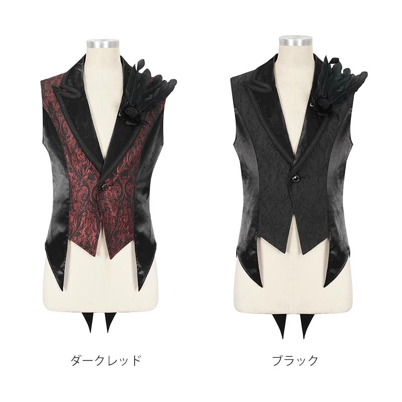 メンズ チョッキ コスチューム パンク風 レトロ バックル ロング丈ベスト ダブルテールベスト GOTHIC 男性用 演劇 舞台服 ステージ衣装