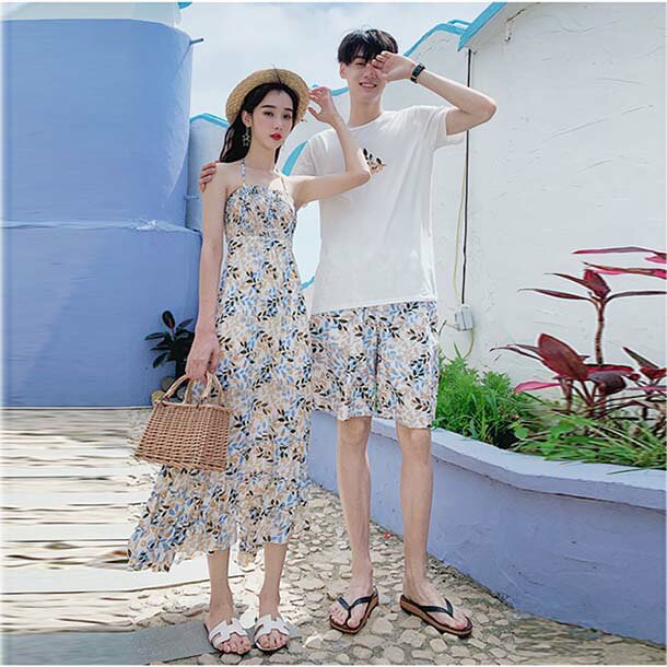 アロハ ワンピース 恋人 ペアルック カップル メンズ レディース 上下セット セットアップ 夏 海 リゾートアロハ 葉柄 ワンピース 休暇 summer 海 ...
