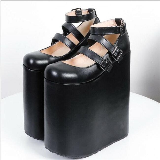 厚底ローファー ゴスロリ ヒール23cm ロリータ靴 超厚底 ぽってり パンプス ゴシッ...