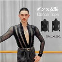 メンズ ラテンダンス用シャツ 男性用 ダンス衣装 Vネック上着 ダンスウェア 練習着 ベルベット×ネット切り替え ワルツ フラメンコ チャチャチャ ルンバ ジャイブ(Jive) ラテン シャツ ステージ衣装 男性社交ダンス衣装 競技用 演出 ブラック S/M/L/XL/2XL