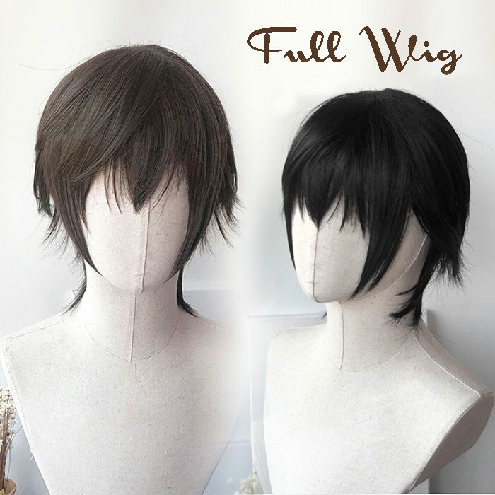 ウィッグ メンズ フルウィッグ ショート ボブ ナチュラル コスプレ 耐熱 かつら 黒 茶色 自然 おしゃれ 男性用 ヘアスタイル 変装用グローリーパーク
