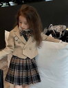 入学式 卒業式 スーツ 女の子 小学生 4点セット ジャケット ブラウス スカート リボン フォーマルスーツ 卒服 小学校卒業式スーツ ジュニアスーツ ベージュ...