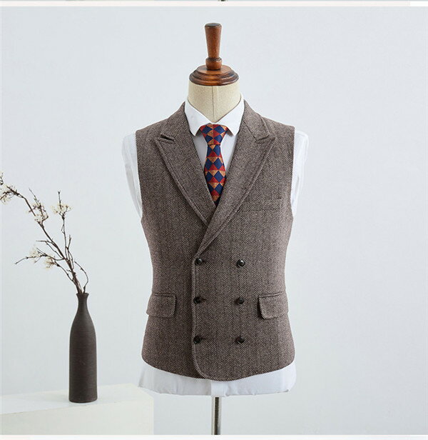 1ボタン スリムスーツ ビジネススーツ ウール メンズスーツ 紳士服 suit ベスト付き 3点セット メンズ大きいサイズおしゃれスーツ 結婚式 ブラウン S/M/L/XL/2XL/3XL