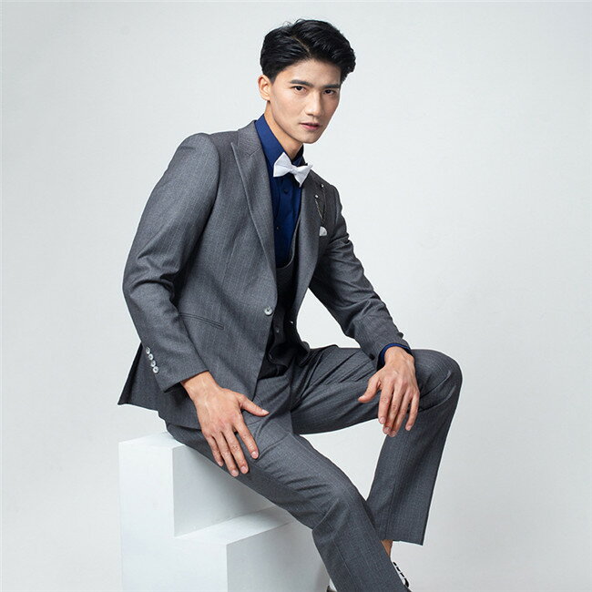 メンズスーツ ベーシックグレー ビジネススーツ ベストスーツ 3点セット ジャケットスーツ 大きいサイズ リクルートスーツ M L XL 2XL 3XL