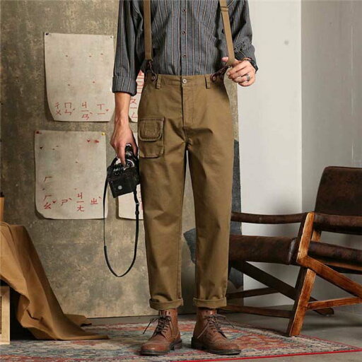 オーバーオール メンズ サロペット オールインワン つなぎ 着痩 ブラウン メンズ 大きいサイズ ロングパンツ ワークカーゴパンツ ブラック