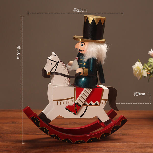 クリスマス くるみ割り人形 置物 木製 揺り木馬 30 x 9 x 25cm 人形 3タイプ 祝日 手作り 工芸品 洋風 部屋 雑貨 逸品 新築祝い 装飾 結婚式 子供 誕生日プレゼント おもちゃグローリーパーク 3