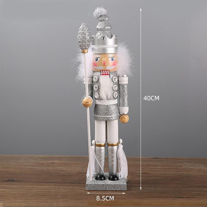 くるみ割り人形 置物 40cm 菓子 兵士 人形 キラキラ 祝日 手作り 工芸品 洋風 部屋 雑貨 逸品 クリスマス 新築祝い 装飾 結婚式 子供 誕生日プレゼント おもちゃ 白 金色 銀色