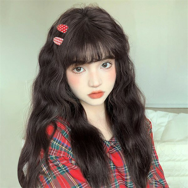ウィッグ ロング ソバージュ カール ウェーブ 巻き髪 ダークブラウン 茶髪 前髪ぱっつん フルウィッグ 前髪あり 可愛い コスプレ ロリータ ゴスロリ レディース コスチューム 仮装 大人 おしゃれ 普段使い 日常使い イベント 学園祭 演劇 舞台 学芸会 文化祭 ハロウィン