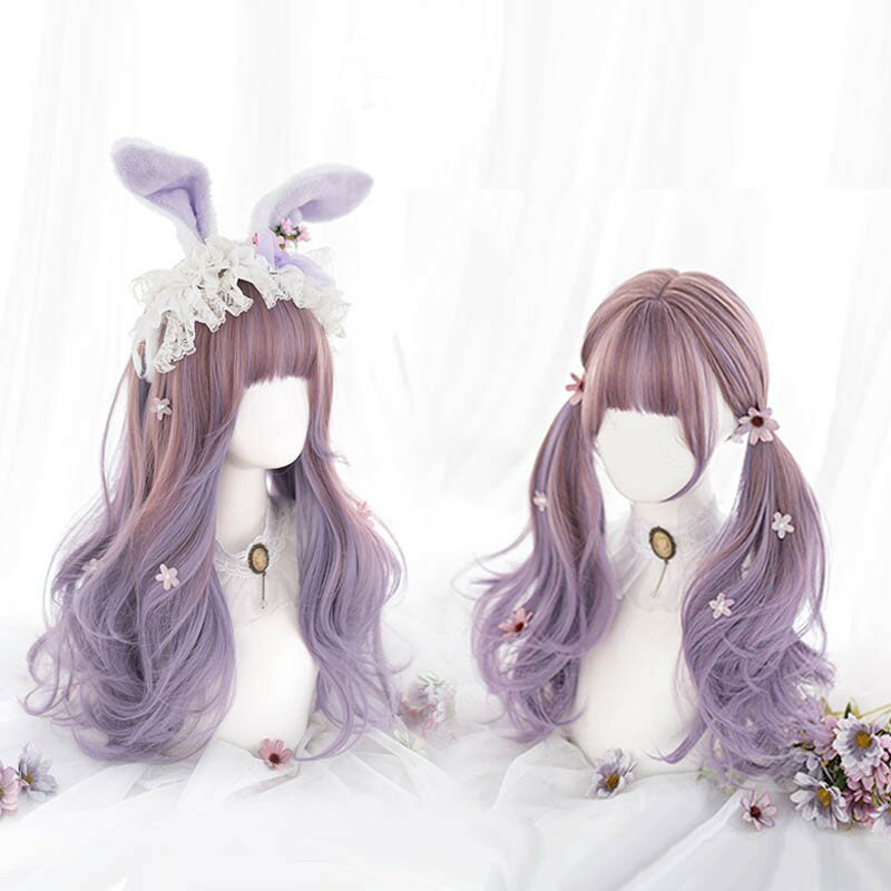 樂天商城 - ウィッグ lolita グラデーション ロリータ風 原宿風 かつら 巻き毛 ぱっつん前髪 パープル レディース コスプレウィッグ 可愛い ロング 耐熱ウィッグ コスチューム 仮装 大人用グローリーパーク
