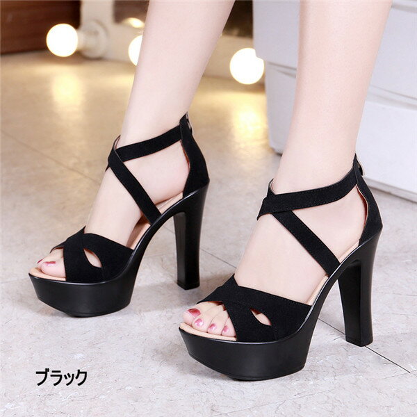 【期間限定！マスクプレゼント中】サンダル レディース 厚底 太ヒール ベルト 厚底 ハイヒール ストーム ヒール10/13cm 靴 大人 ブラック グレー グリーン 21.0/21.5/22.0/22.5/23.0/23.5/24.0/24.5/25.0/25.5/26.0/26.5 di400d3d3d4