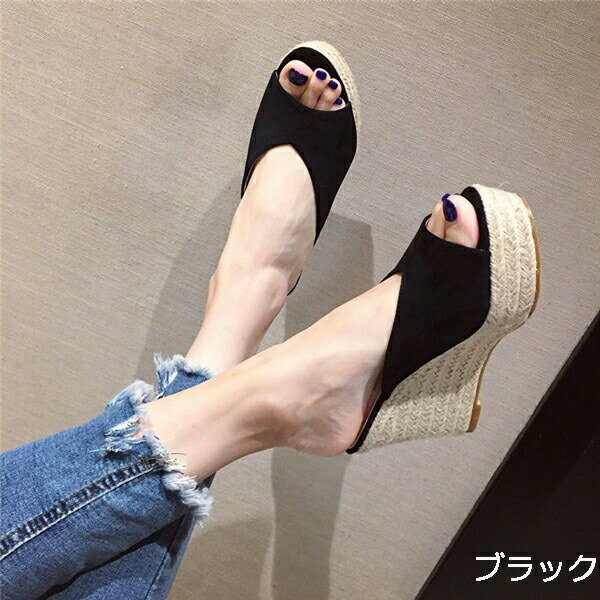 サンダル 厚底 ウェッジソール ヒール9.5 ハイヒール かわいい ミュール ストーム ...
