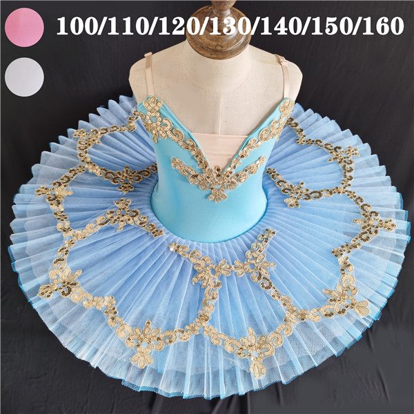 キッズレオタード バレエレオタード 子ども スカート付き チュチュスカート 練習着 袖なし Vネック プランジングネック スパンコール バレエダンス レオタード 股下スナップ 女の子 キッズ ジュニア 子供ダンス衣装 白 青 ピンク 100 110 120 130 140 150 160