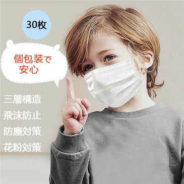 【短納期】【期間限定!マスクプレゼント中】【個包装】大好評 再入荷 子供マスク 女性 不織布マスク 30枚 小さめ マスク ダブルワイヤー 三層構造 白 使い捨て ホワイト 大人 キッズ 防塵 花粉 飛沫防止 ja003d4d4d4