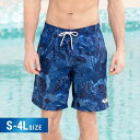 水着 メンズ サーフパンツ ブルー 総柄 海パン サーフショーツ ボードショーツ ハーフパンツ 大きいサイズ 膝丈 ひざ丈 プール 海 海水浴 サーフィン サウ...