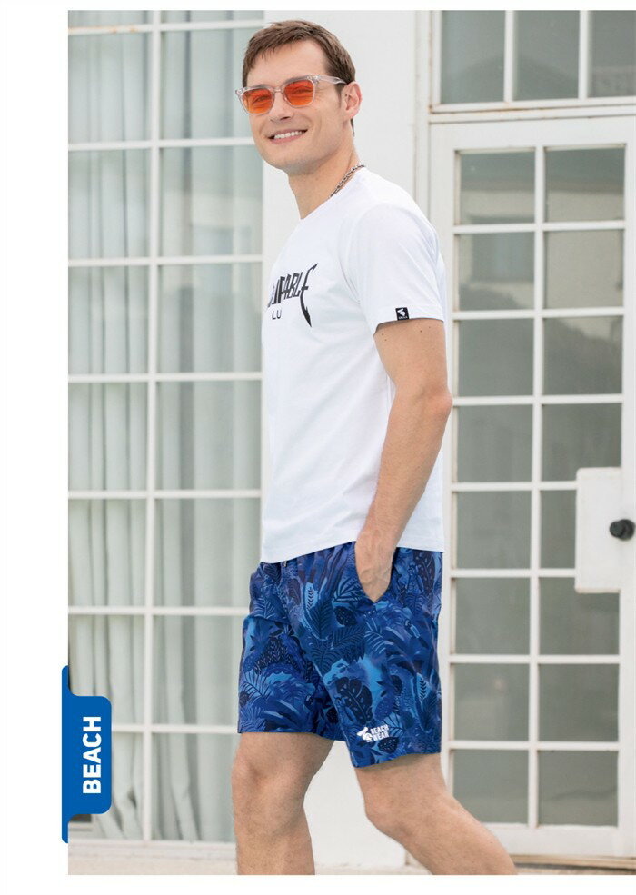 水着 メンズ サーフパンツ ブルー 総柄 海パン サーフショーツ ボードショーツ ハーフパンツ 大きいサイズ 膝丈 ひざ丈 プール 海 海水浴 サーフィン サウナ おしゃれ 水陸両用 吸水速乾 耐塩素 uvカット ロング