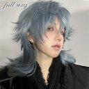 ウィッグ ブルー メンズ レディース かつら ショート ウルフ フルウィッグ 男装 男性 原宿 イケメン ハンサム 自然 小顔 耐熱 人気 ファッション イメチ...