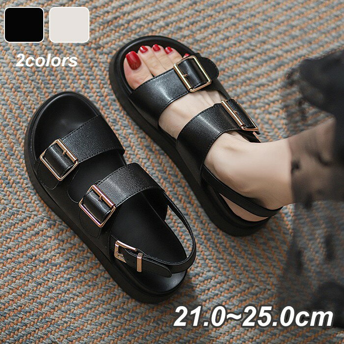 厚底サンダル スポーツサンダル スポーツ レディース 柔らかい スリッパ おしゃれ ビーチサンダル 美脚 シューズ ストラップ アウトドア 海 夏用 春 夏 疲れない ストラップサンダル ぺたんこ 歩きやすい ヒールオフホワイト ブラック21.0~25.0cmグローリーパーク