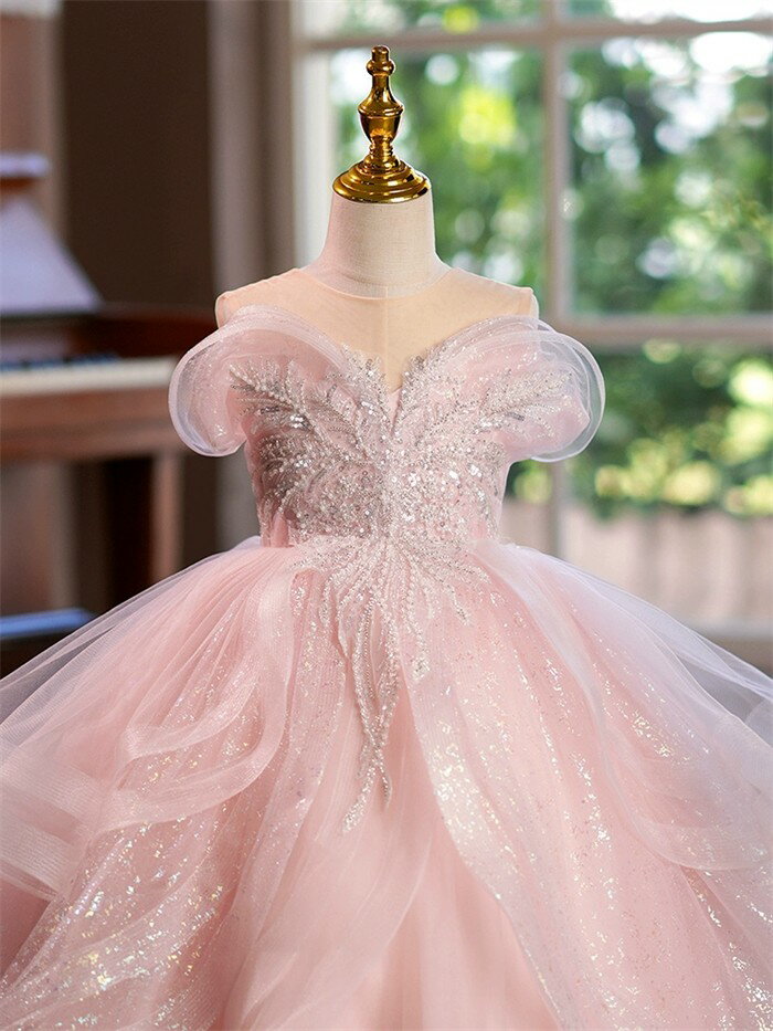 ドレス 子供 発表会 ピンク 結婚式 女の子 ピアノ発表会 ジュニア 100 110 120 130 140 150 160 フォーマル ワンピース コンクール 袖無し ノースリーブ ロング ロングドレス キッズドレス パーティドレス キッズ 上品 かわいい おしゃれ コンサート 舞台 イベント 七五三 2