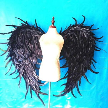 【期間限定!マスクプレゼント中】天使の羽 悪魔の羽 コスプレ道具羽 翼 wing フェザー ウイング 黒 120*100cm エンジェル 天使みたい 堕天使 妖精 悪魔 仮装 パーティーグッズ 撮影 ステージ道具 イベント 文化祭 cosplay用 COSPLAY コスチューム ハロウィン クリスマス