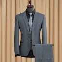 1ボタンスリム スーツ ビジネス シングル メンズスーツ 紳士服 ベスト付き グレー メンズ大きいサイズおしゃれ 春 夏 細身 結婚式 オシャレ グレー ブラック S/M/L/XL/2XL/3XL dg031g4g4d4