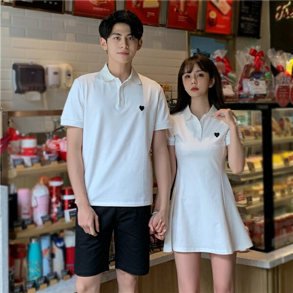 カップル お揃い服 ペアルック 春 夏 シャツ ワンピース カシュクール tシャツ おそろ 韓国服 お洒落 ペアルック メンズ レディース 黒 白 彼氏 彼女 ...