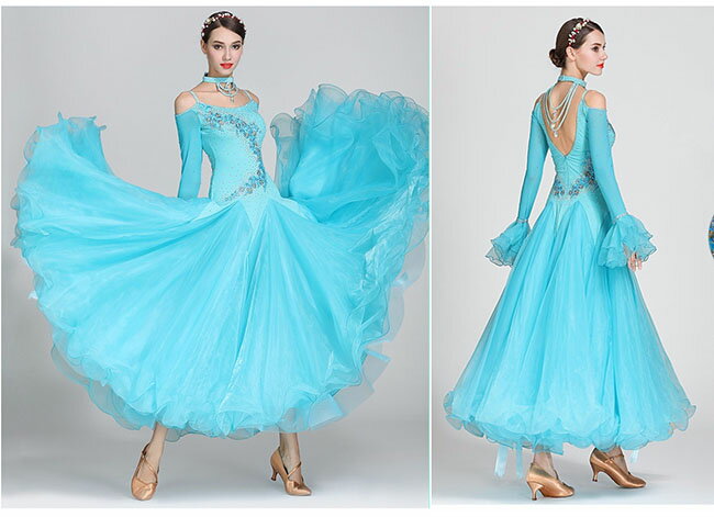 新作 社交ダンス衣装 社交ダンス モダンドレス ワルツダンス服 社交ダンスドレス ステージ衣装 舞台服 ワルツ 大きい裾 タンゴ服 ダンス衣装 競技着 練習着 演出用グローリーパーク