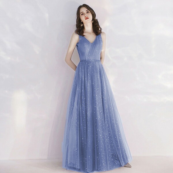 パーティードレス ロングドレス キャミソールドレス 演奏会 星柄 Vネック ノースリーブ 肩出し ドレス 大人 ピアノ 発表会 小さいサイズ XS 結婚式 演奏会用ドレス キャミソール ロング丈 大きいサイズ 2XL お呼ばれドレスグローリーパーク