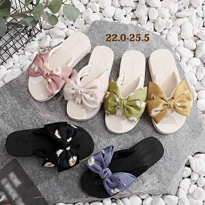 ビーチサンダル 厚底 6colors リボン付き シューズ サマー 夏 普段履き カジュアル かわいい イエロー ブルー ピンク ベージュ グリーン ブラック 22.0/22.5/23.0/23.5/24.0/24.5/25.0/25.5