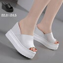 ★250円OFFクーポン配布中★厚底 サンダル ミュール ヒール10.5cm 2colors ブラック ホワイト ウエッジソール 普段履き サマー カジュアル かわいい 夏 シューズ 22.0/22.5/23.0/23.5/24.0/24.5 di109g5g5d4(4)