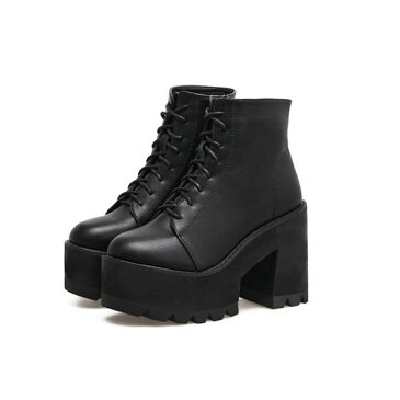 レースアップ ショートブーツ レディース 編み上げブーツ 黒 ブーツ 10cm ショート レースアップブーツ 靴 ハイカット ミドルブーツ ラウンドトゥ 厚底ブーツ 歩きやすい 疲れにくい 22.0/22.5/23.0/23.5/24.0/24.5 da191h2h2d4