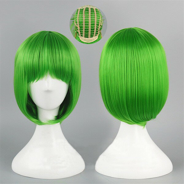ウィッグ フルウィッグ 短髪 グリーン ショート ストレート ボブ ロングウィッグ ぱっつん前髪 前髪あり ハロウィン 原宿風 かつら コスプレ 可愛い コスチ...