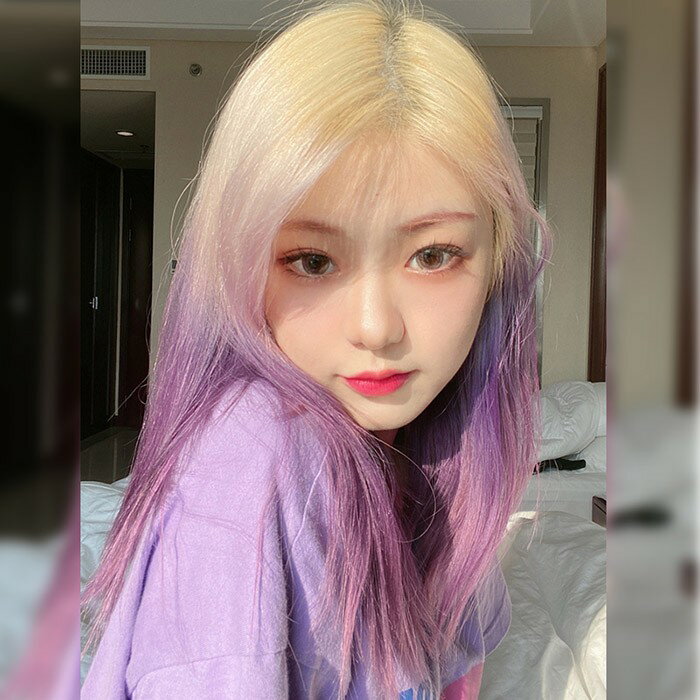 ウィッグ フルウィッグ 長髪 ゴールド×パープル ロング ストレート ロングウィッグ ハロウィン 原宿風 かつら コスプレ 可愛い コスチューム 仮装 大人用 ...