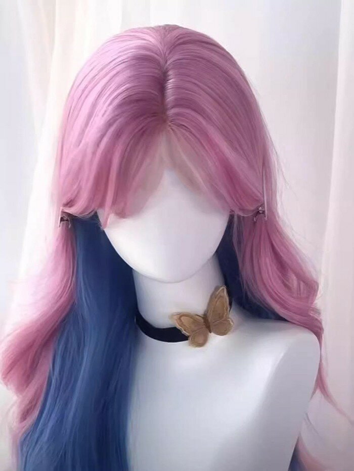 ウィッグ フルウィッグ 長髪 ブルー×パープル ロング 巻き髪 ロングウィッグ ハロウィン 原宿風 かつら コスプレ 可愛い コスチューム 仮装 大人用 普段使い 文化祭 イベント 学園祭 演劇 舞台 学芸会