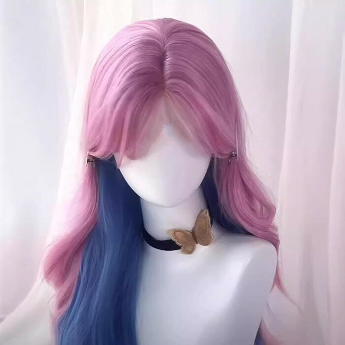 ウィッグ フルウィッグ 長髪 ブルー×パープル ロング 巻き髪 ロングウィッグ ハロウィン 原宿風 かつら コスプレ 可愛い コスチューム 仮装 大人用 普段使い 文化祭 イベント 学園祭 演劇 舞台 学芸会