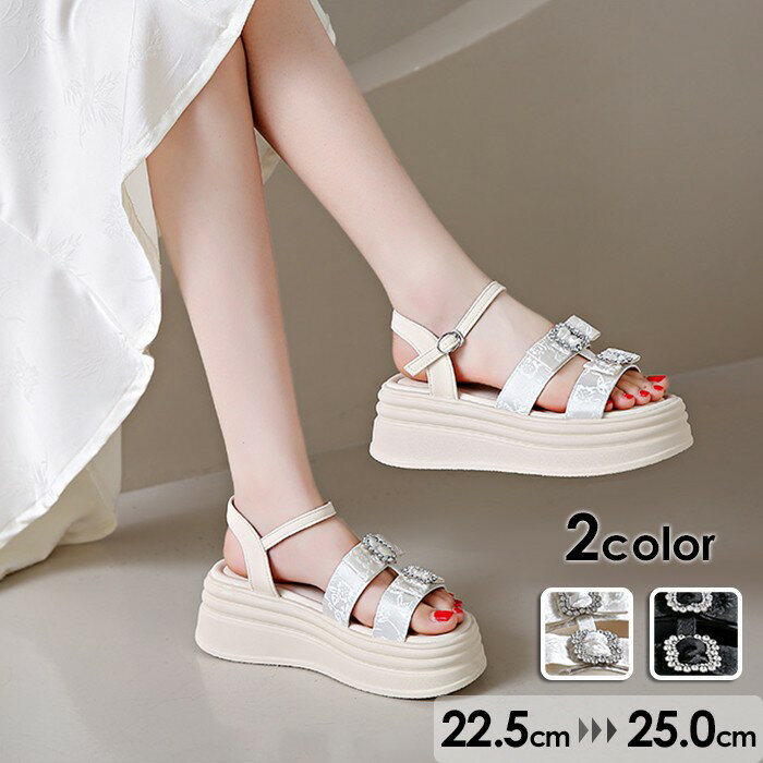 樂天商城 - サンダル 厚底 レディース かわいい オシャレ 脚長 ヒール7cm レジャー用 リゾート タウン用サンダル 美脚 履き心地 カジュアル 靴 大人 軽量 歩きやすい 夏用 普段履きベージュ/ブラック22.5~25.0cmグローリーパーク