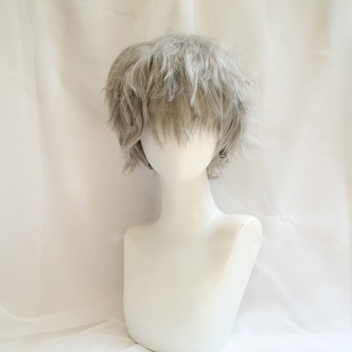 ウィッグ グレー レディース メンズ 短髪 かつら 大人用 コスプレ 原宿風 仮装 超自然 かつら小顔 文化祭 イベント 学園祭 ハロウィングローリーパーク