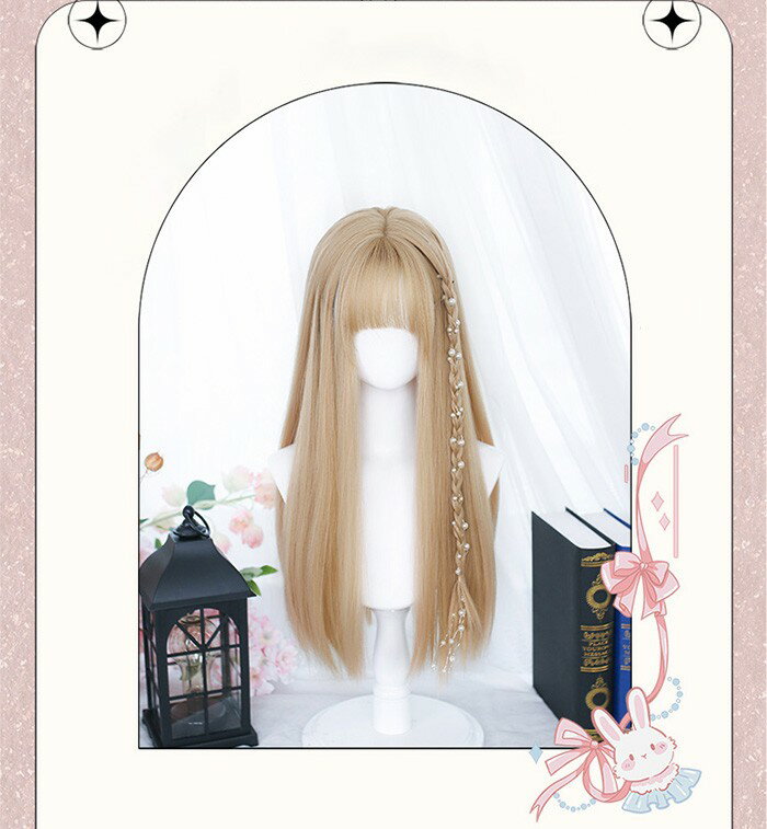 フルウィッグ lolita 長髪 ロリータ風 原宿風 かつら ストレート ゆめかわいい ゆめかわ ウィッグ 前髪あり ゴールド 金髪 レディース コスプレ 可愛い ロング 耐熱ウィッグ コスチューム 小顔効果抜群 文化祭 学園祭 イベント 変装 女装グローリーパーク 2
